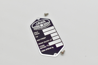 Výrobní štítek s nýty (CZ) Jawa 50 Pionýr 550, 555, 05, 20, 21, 23 Mustang